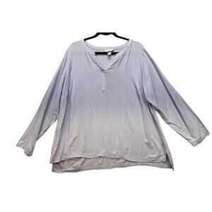 Cj Banks Womens Long Sleeve Top Blouse 1X Lavender Rayon
